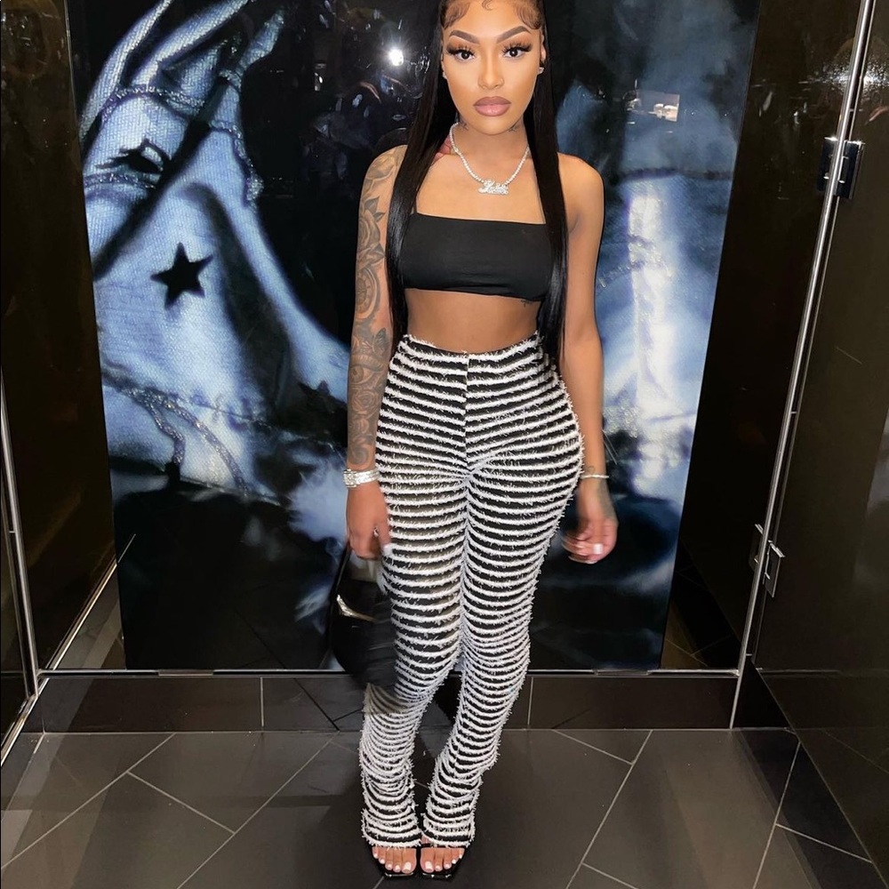 Zebra Stripe Stacked Pants